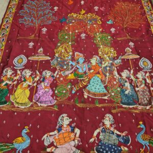 RADHA KRISHNA RAAS MAHOTSAV RED SILK SAREE