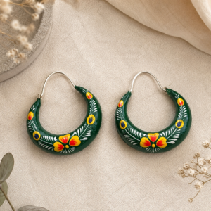HANDPAINTED FLORAL HOOP EARRINGS | Folkart Statement Jewellery
