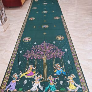 Rajo theme Bottle Green Khadi Silk Handpainted Pattachitra Saree